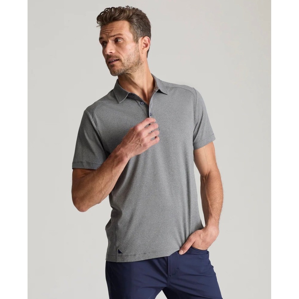 UNTUCKit‎ Mens Grey Heather Performance Short Sleeve Polo Shirt XL